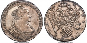 Anna Rouble 1734 AU53 NGC, Kadashevsky mint, KM192.3, Bit-113 (R), Diakov-35. Large head type with date to left. A covetable Rouble in almost uncircul...