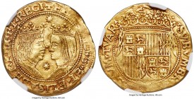 Catalonia. Philip III gold Trentin ND (1598-1621) AU53 NGC, Barcelona mint, KM-A7, Cay-2907/5016, Cal-70var (8-pointed stars, REGI in legend). 6.95gm....