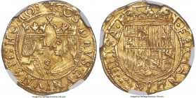 Ferdinand & Isabella (1474-1504) gold Excelente ND (1476-1516)-S MS62 NGC, Seville mint, Fr-136, Cal-146. 3.47gm. An appealing example of the single E...