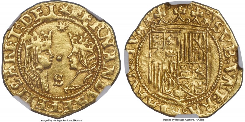 Ferdinand & Isabella (1474-1504) gold Excelente ND (1476-1516)-S AU58 NGC, Sevil...