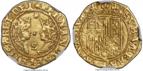 Ferdinand & Isabella (1474-1504) gold Excelente ND (1476-1516)-S AU58 NGC, Seville mint, Fr-136, Cal-140. 3.51gm. Evenly rendered, with only light wea...
