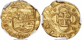 Philip II gold Cob 2 Escudos ND (1556-1598) S-D MS64 NGC, Seville mint, Fr-169, Cal-60. 6.73gm. Square 'D'. As its impressive near-gem grade suggests,...