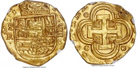 Philip IV gold 8 Escudos ND (1631-1653) S-R UNC Details (Reverse Damage) NGC, Seville mint, KM59.2, Cal-Type 15. 26.76gm. Immensely lustrous and quite...