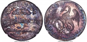 Basel. Canton Taler 1741 MS63 NGC, KM149, Dav-1750. An alluring example of this popular city view type, cobalt and magenta hues cascading the surfaces...