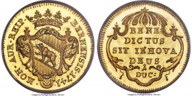 Bern. City gold Ducat 1741 MS66 PCGS, KM103, Fr-172, HMZ-2-215d. An impressive piece in staggering quality given its age, its molten gold surfaces sup...