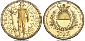Confederation gold "Fribourg Shooting Festival" 100 Francs 1934-B MS64 Prooflike NGC, Bern mint, KM-XS19, Fr-505, Häb-21. From a mintage of only 2,000...