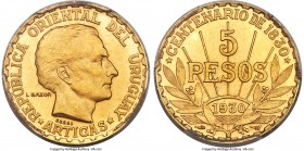 Republic gold Specimen Essai 5 Pesos 1930 SP64 PCGS, Paris mint, KM-E14. By Bazor. A choice example of this scarce Essai, produced to commemorate the ...