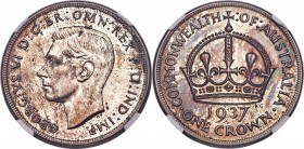 George VI Proof Crown 1937 PR63 NGC, Melbourne mint, KM34. The first year of Australia's two Crown types, and an important piece of Australian numisma...