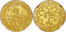 Anglo-Gallic. Henry VI (1422-1461) gold Salut d'or ND (1423-1453) MS67+ NGC, Saint Lo mint, Lis mm, Fr-301, Dup-443A, Elias-271, W&F-387A 2/b. 3.50gm....