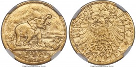 German Colony. Wilhelm II gold 15 Rupien 1916-T MS64 NGC, Tabora mint, KM16.2. Arabesque below the T in "OSTAFRIKA" variety. A notably better represen...