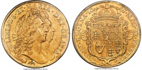 William & Mary gold "Elephant & Castle" 5 Guineas 1691 XF40 PCGS, KM479.2, S-3423. TERTIO edge. Moderately circulated, a highly collected African gold...