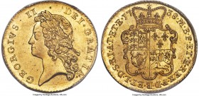 George II gold 2 Guineas 1738 MS62 PCGS, KM576, S-3667B. An enchanting double Guinea, the somewhat flat engraving of George's laureate wreath often re...
