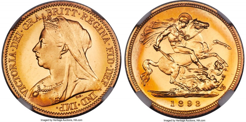 Victoria gold Proof 1/2 Sovereign 1893 PR67 Cameo NGC, KM784, S-3878. Simply sup...