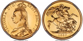 Victoria gold Proof 2 Pounds 1887 PR66 Cameo NGC, KM768, S-3865. An extraordinary piece, the sole example in this grade at NGC and the finest with a C...