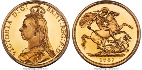 Victoria gold Proof 2 Pounds 1887 PR64 Deep Cameo PCGS, KM768, S-3865. The visual appeal of this example of the popular Jubilee type is dominated by s...