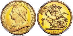 Victoria gold Proof 2 Pounds 1893 PR64+ NGC, KM786, S-3873. Immensely watery surfaces dominate the eye appeal of this premium offering, glossy reflect...