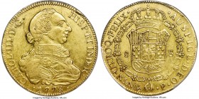 Charles III gold 8 Escudos 1778 NG-P AU53 PCGS, Nueva Guatemala mint, KM40, Fr-10, Onza-669. A lustrous and near-uncirculated representative of this v...