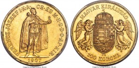 Franz Joseph I gold 100 Korona 1907-KB MS62 PCGS, Kremnitz mint, KM491. From a tiny mintage of only 1,088 pieces. The lesser-seen 100 Korona that comm...