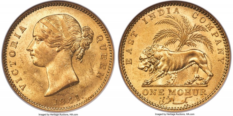 British India. Victoria gold Mohur 1841.-(c) MS64 NGC, Calcutta mint, KM462.2 (i...