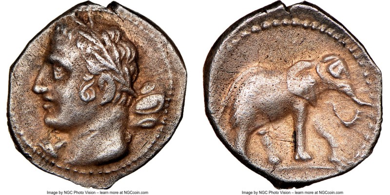 PUNIC SPAIN. Barcids. Ca. 237-209 BC. AR quarter-shekel (14mm, 1.71 gm, 12h). NG...