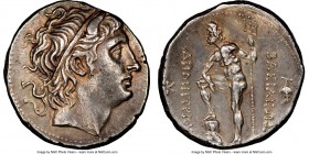 MACEDONIAN KINGDOM. Demetrius I Poliorcetes (306-283 BC). AR tetradrachm (28mm, 17.12 gm, 12h). NGC Choice XF 5/5 - 3/5, brushed. Chalkis, ca. 290-287...