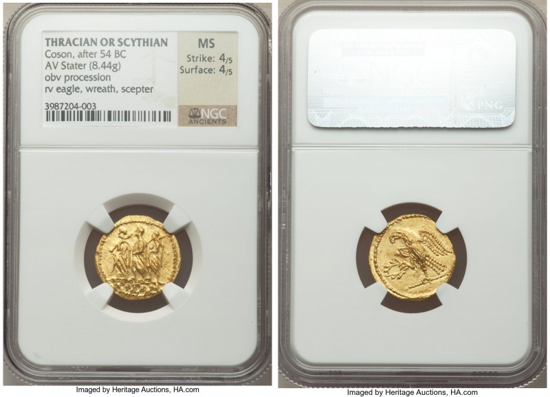 SCYTHIA. Geto-Dacians. Coson (ca. after 54 BC). AV stater (19mm, 8.44 gm, 11h). ...