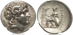 THRACIAN KINGDOM. Lysimachus (305-281 BC). AR tetradrachm (31mm, 16.59 gm, 11h). NGC Choice AU 4/5 - 4/5, die shift. Colophon or Pergamon, ca. 305-281...