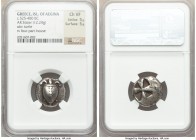 SARONIC ISLANDS. Aegina. Ca. 525-475 BC. AR stater. NGC Choice VF 5/5 - 5/5. Sea turtle, viewed from above, head turned sideways, with thin collar and...