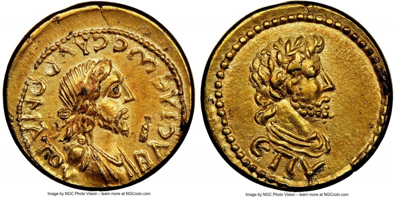 BOSPORAN KINGDOM. Sauromates II (AD 174-211), with Commodus. EL stater (19mm, 7....