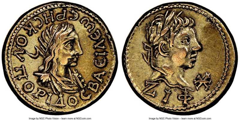 BOSPORAN KINGDOM. Rhescuporis II (AD 211-227), with Elagabalus. EL stater (19mm,...