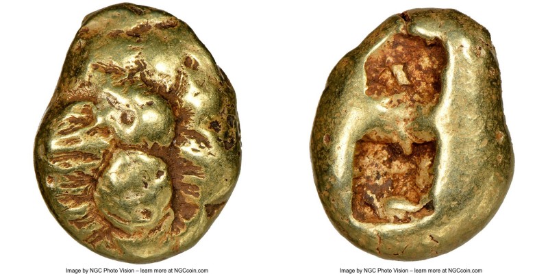 IONIA. Ephesus. Ca. 600-550 BC. EL third-stater or trite (14mm, 4.69 gm). NGC VF...