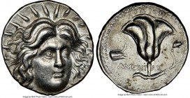 CARIAN ISLANDS. Rhodes. Ca. 230-205 BC. AR tetradrachm (25mm, 13.45 gm, 11h). NGC Choice XF 5/5 - 3/5, Fine Style. Ameinias, magistrate. Radiate facin...