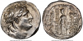 SELEUCID KINGDOM. Antiochus VII Euergetes (Sidetes) (138-129 BC). AR tetradrachm (30mm, 16.75 gm, 11h). NGC MS 5/5 - 4/5. Posthumous issue under Ariar...