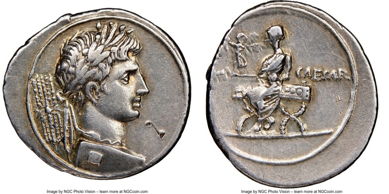 Octavian, as Sole Imperator (31-27 BC). AR denarius (21mm, 3.73 gm, 3h). NGC Cho...