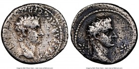 Gaius 'Caligula' (AD 37-41), with Divus Augustus. AR denarius (19mm, 3.39 gm, 11h). NGC Fine 4/5 - 1/5, smoothing. Lugdunum, AD 37. C•CAESAR AVG GERM ...