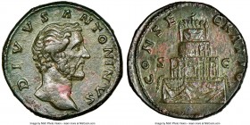 Divus Antoninus Pius (AD 138-161). AE sestertius (32mm, 25.93 gm, 12h). NGC XF 5/5 - 3/5. Rome, after AD 161. DIVVS ANTONINVS, bare head of Divus Anto...