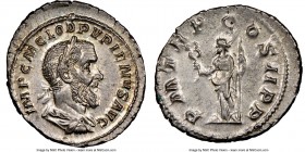 Pupienus (April-June AD 238). AR denarius (21mm, 3.29 gm, 5h). NGC MS 4/5 - 5/5. Rome. IMP C M CLOD PVPIENVS AVG, laureate, draped and cuirassed bust ...