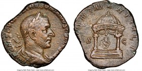 Trebonianus Gallus (AD 251-253). AE sestertius (28mm, 5h). NGC XF, Fine Style. Rome. IMP CAES C VIBIVS TREBONIANVS GALLVS AVG, laureate, draped and cu...
