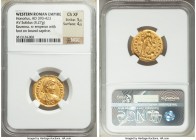 Honorius, Western Roman Empire (AD 393-423). AV solidus (20mm, 4.27 gm, 6h). NGC Choice XF 5/5 - 4/5. Ravenna, ca. AD 395-423. D N HONORI-VS P F AVG, ...
