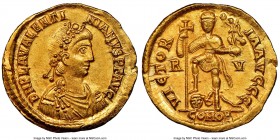 Valentinian III, Western Roman Empire (AD 425-455). AV solidus (21mm, 4.35 gm, 6h). NGC MS 5/5 - 4/5. Ravenna, AD 426-430. D N PLA VALENTI-NIANVS P F ...