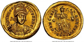 Theodosius II, Eastern Roman Empire (AD 402-450). AV solidus (21mm, 4.44 gm, 6h). NGC Choice AU S 5/5 - 4/5. Constantinople, 1st officina, ca. AD 408-...