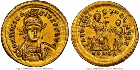 Theodosius II, Eastern Roman Empire (AD 402-450). AV solidus (21mm, 4.46 gm, 7h). NGC Choice AU 5/5 - 4/5. Constantinople, January-October AD 425. D N...