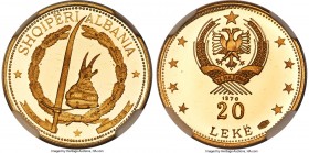 People's Socialist Republic Pair of Certified gold Proof Multiple Leke 1970 PR69 Ultra Cameo NGC, 1) "Prince Skanderbeg" 20 Leke, KM51.5. Mintage: 500...