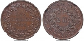 Buenos Aires. Provincial 2 Reales 1861 MS64 Brown NGC, Buenos Aires mint, KM11a. No Rosettes variety. Sharply defined with reflectivity in the fields ...