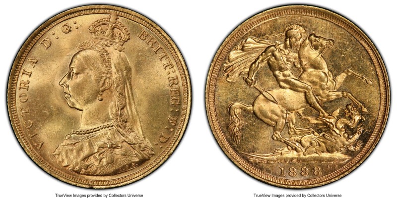 Victoria gold Sovereign 1888-S MS64 PCGS, Sydney mint, KM10, S-3868B. Second obv...