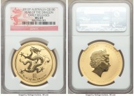 Elizabeth II gold "Year of the Dragon" 100 Dollars 2012-P MS69 NGC, Perth mint, KM1674a var (standard, non-multicolor dragon). Early releases issue. A...