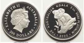 Elizabeth II platinum Proof "Koala" 200 Dollars 2000-P, Perth mint, KM-Unl. Mintage: 225. A highly scarce modern platinum issue, sold with the origina...