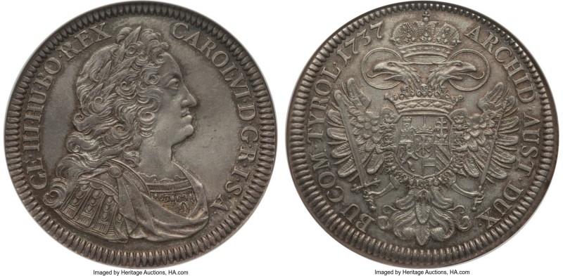 Karl VI Taler 1737 MS64 NGC, Hall mint, KM1639.1, Dav-1055. An extraordinarily h...