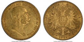 Franz Joseph I gold 20 Corona 1909 MS61 PCGS, KM2817. Small head variety. A scarce one-year type which rarely enters into Mint State. 

HID098012420...