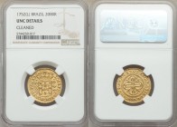 Jose I gold 2000 Reis 1752-(L) UNC Details (Cleaned) NGC, Lisbon mint, KM182.1. Appealing despite showing evidence of light cleaning, the strike stron...